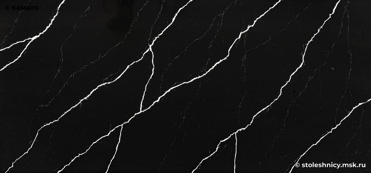 Vicostone BQ8740 Nero Marquina фото поверхности столешницы