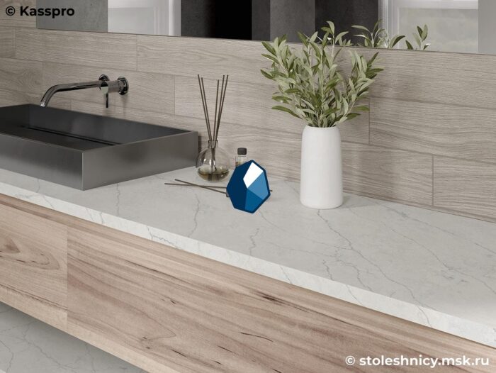 avant-quartz-7540-calacatta-concorde-vannaya1-photo-01 Мраморная столешница в ванную из белого кварцевого агломерата фото