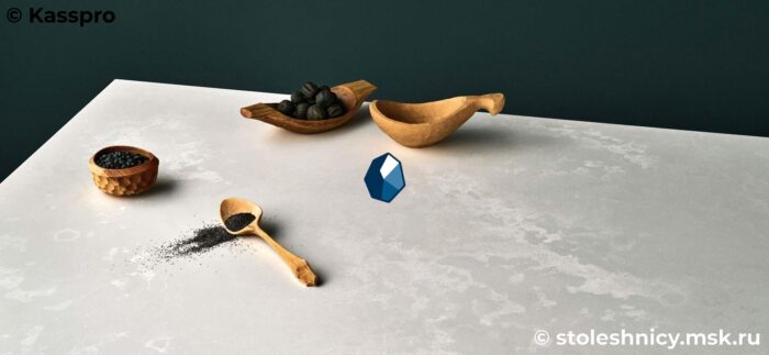 Столешница из искусственного камня кремового цвета фото