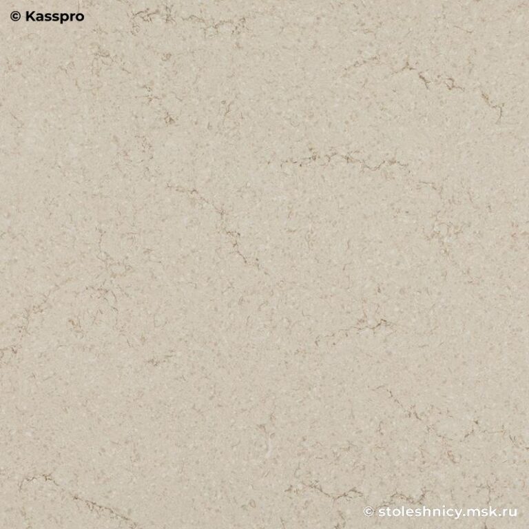 Столешница из кварцевого агломерата для кухни под бежевый мрамор фото