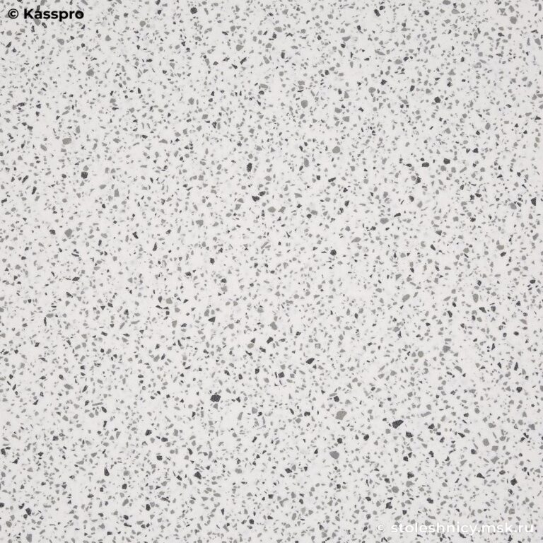 Маленькая светлая столешница в ванную из акрилового камня в крапинку фото