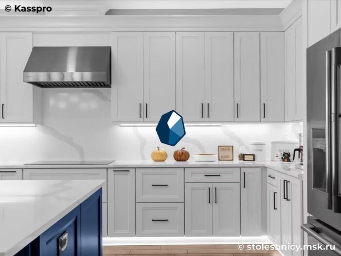 silestone-bianco-calacatta-kuhnya2-photo-01 Угловая кухонная столешница из кварцевого агломерата с мойкой фото
