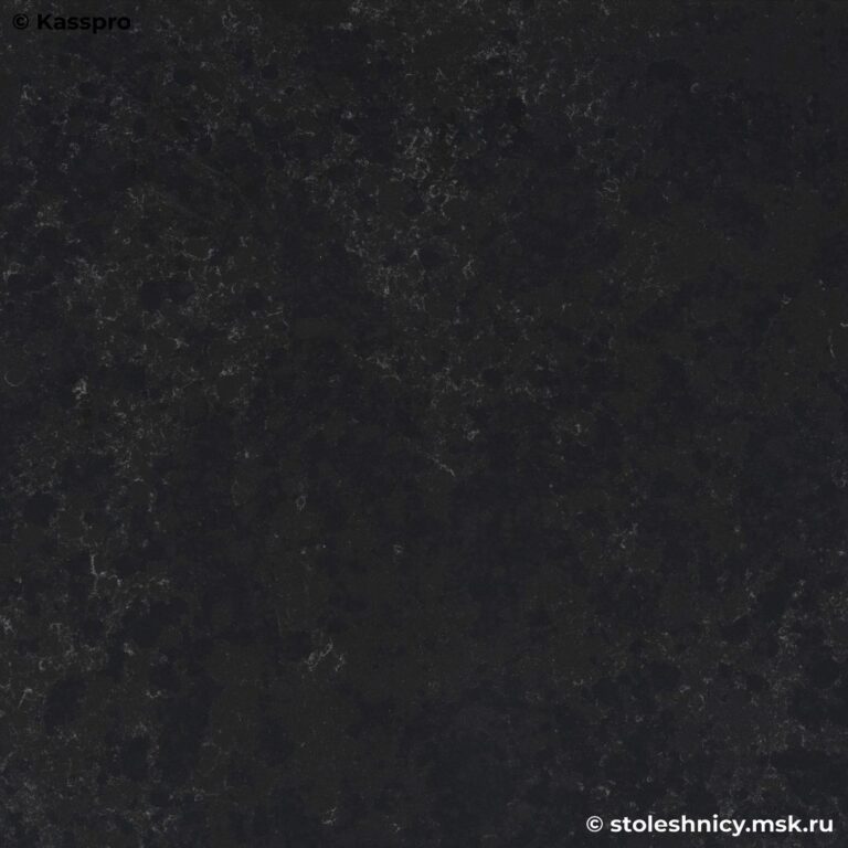 Черная матовая кухонная столешница из кварца в крапинку фото