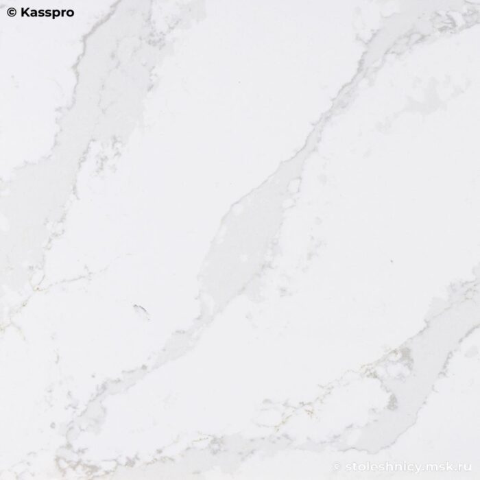 П-образная кухонная столешница из кварцевого агломерата под мрамор фото