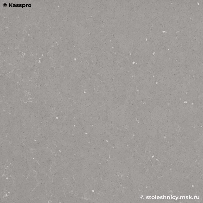 Серая матовая кухонная столешница из кварцевого агломерата в крапинку фото