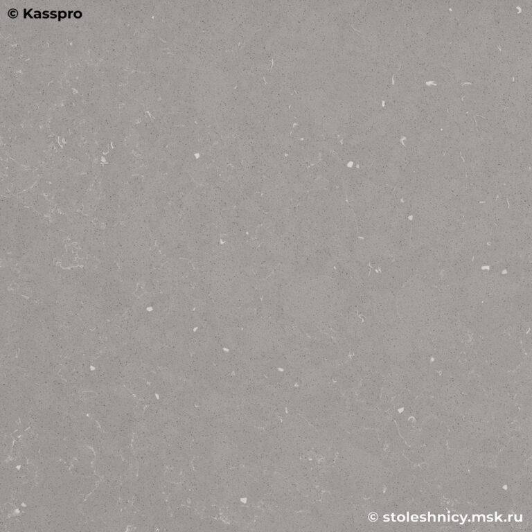 Серая матовая кухонная столешница из кварцевого агломерата в крапинку фото