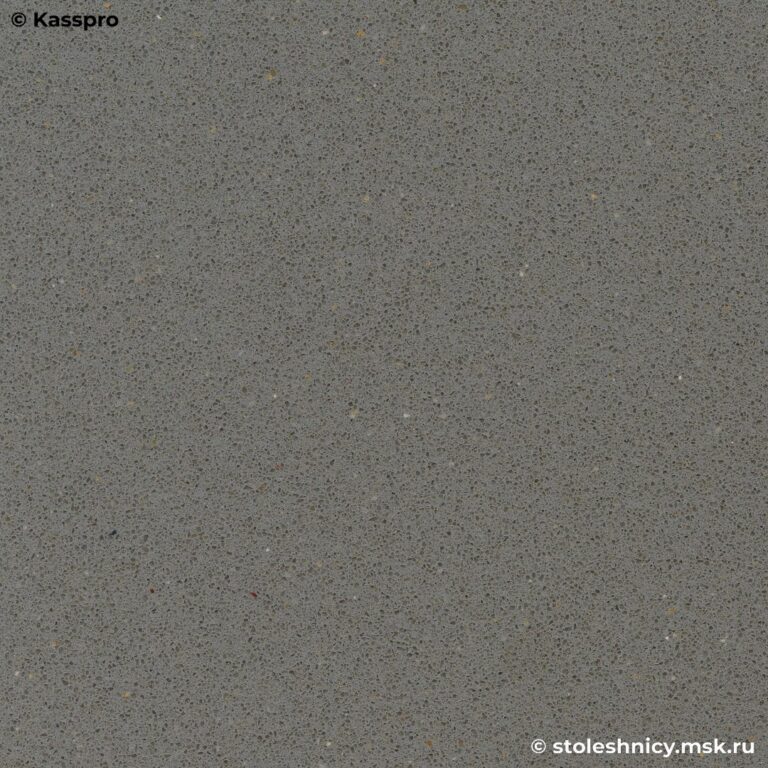 П-образная серая столешница из кварцевого агломерата для кухни фото