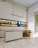 Столешница из кварца для кухни под белый мрамор с мойкой фото