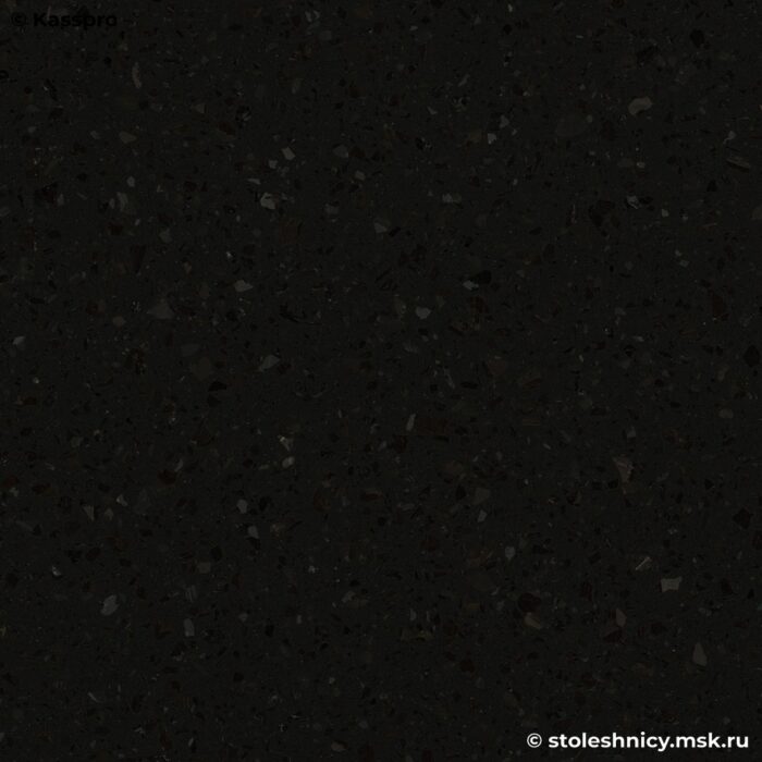 Угловая черная кварцевая столешница для кухни в крапинку фото