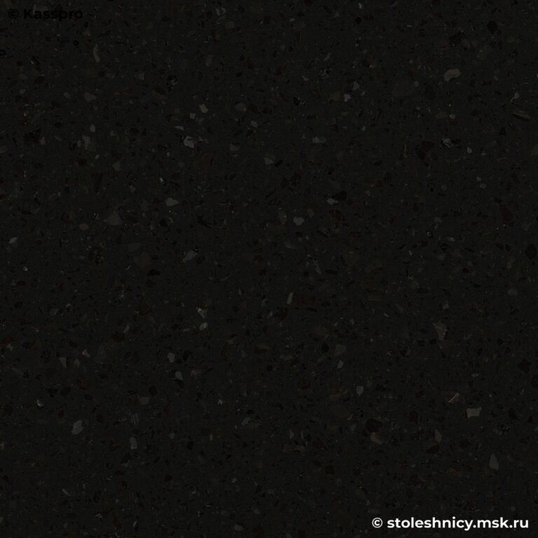 Угловая черная кварцевая столешница для кухни в крапинку фото