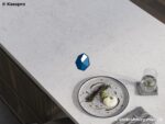 Белая кухонная столешница из кварца с интегрированной мойкой фото