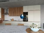 Столешница из кварцевого агломерата под мрамор с мойкой фото
