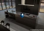 Столешница шоколадного оттенка с белыми прожилками фото