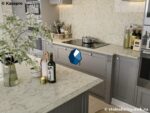 Столешница бежевого оттенка с текстурой гранита фото
